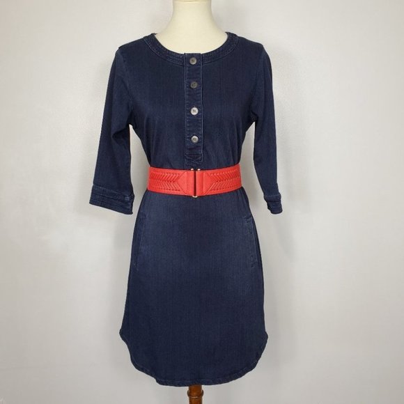 Red Jeans NYC Graphic Denim Jean Shift Dress Size S - Picture 9 of 13